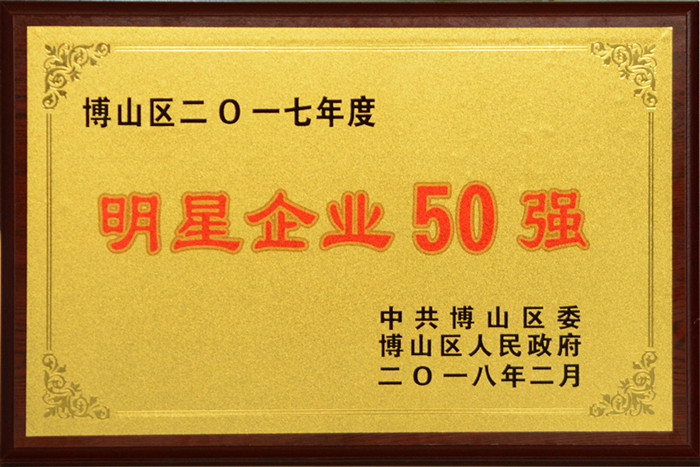 集團公司榮獲“2017年度博山區(qū)明星企業(yè)50強”稱號